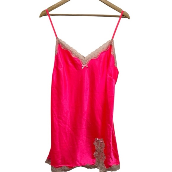 VICTORIA’S SECRET Vintage Y2K Hit Pink Lacey Slip Dress Mini Dress Size Large - Picture 3 of 12